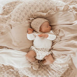 Eden Heirloom Knit Bonnet in Latte