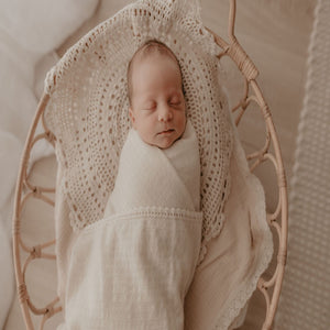 Heirloom Merino Wool Baby Blanket in Cream