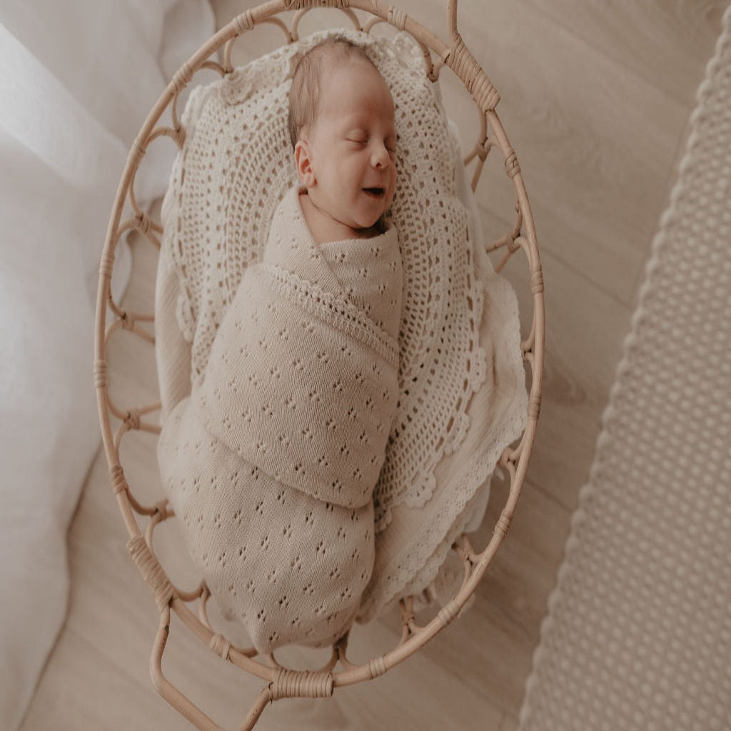 Heirloom Merino Wool Pointelle Baby Blanket