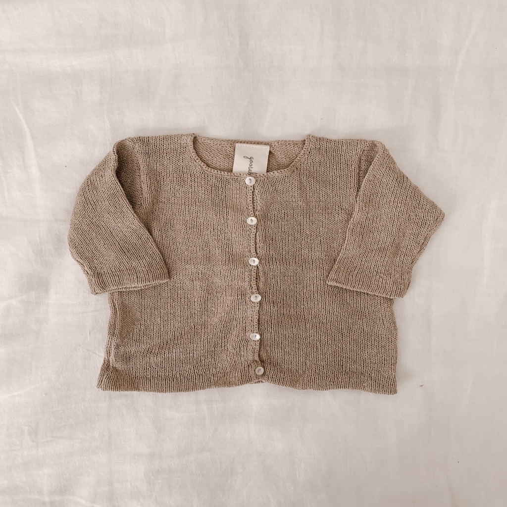 Organic Cotton Knit Cardigan in Sand