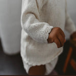 Organic Cotton Knit Scallop Sweater in Cream