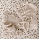Genevieve Heirloom Knit Bonnet in Cream