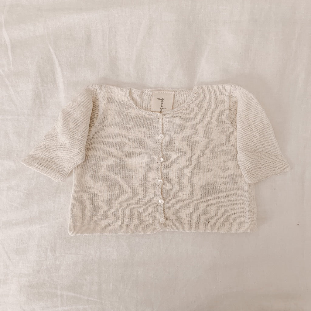 Gooseberry Fool Organic Cotton Knit Cardigan in Cream