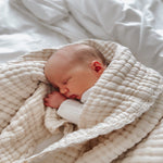 Organic Gauze Cotton COT Blanket in Oat Milk