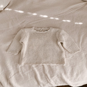 Organic Cotton Knit Scallop Sweater in Cream