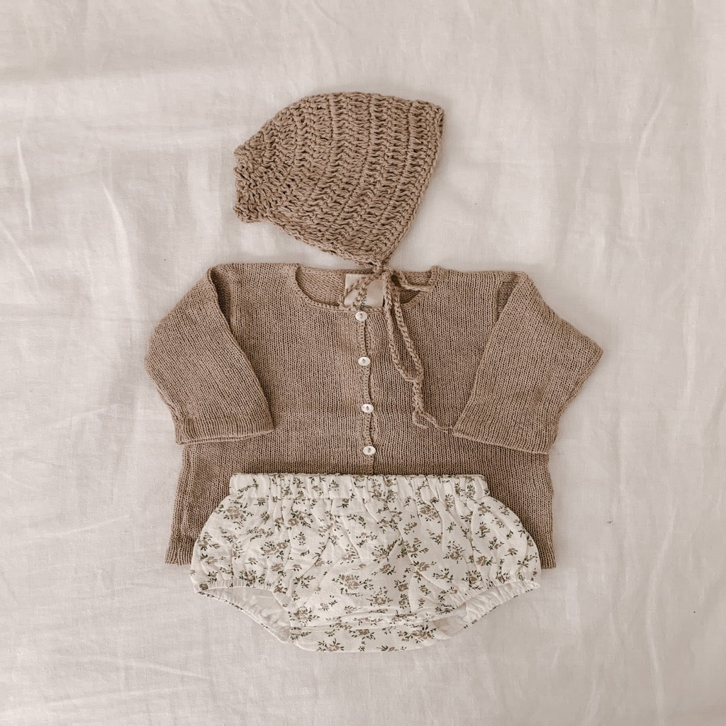 Organic Cotton Knit Cardigan in Sand