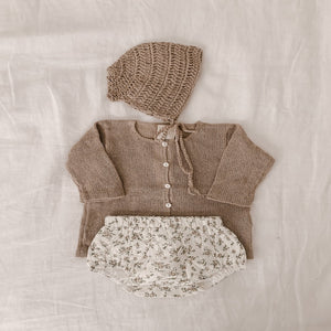 Organic Cotton Knit Cardigan in Sand