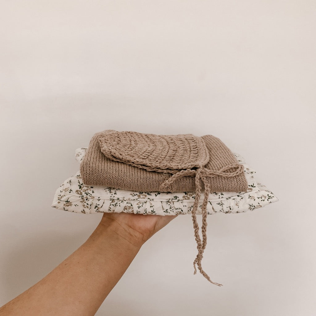Organic Cotton Knit Cardigan in Sand
